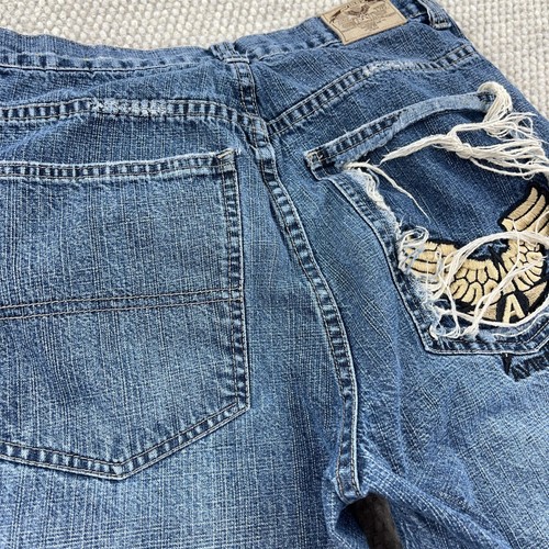 Vintage Avirex Shorts Boys 18 Y2K Blue Jean Jorts Baggy Loose Skate 28" Waist - Picture 18 of 21