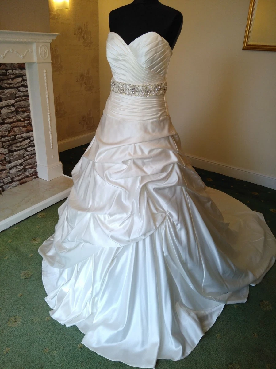 NEW MORILEE Satin Bridal Dress with decorative belt Corset back