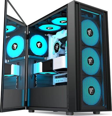 FOIFKIN PC Gehäuse - Vorinstallierter 4 PWM ARGB-Lüfter, ATX Mid-Tower Gaming PC