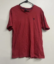 U.S. Polo Assn. Men's Solid V-Neck Short Sleeve T-Shirt Size Large Red