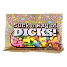 Suck A Bag Of Dicks! Penis Shaped Candy 100 Pieces - Bachelorette Party Gag Gift
