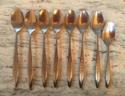 mixed lot of 8 pcs. Customcraft CUS5 Stainless flatware floral handle