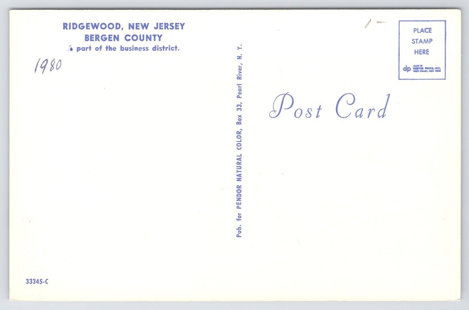 Ridgewood New JerseyBergen CoPart Of Business DistrictPost Office