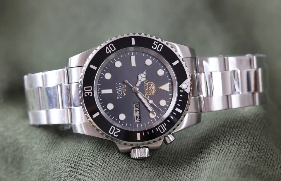 Japanese Watch Orient MAKO Automatic Men's Wristwatch Black Dial Serviced - Image 3 of 4