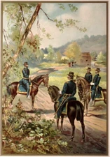 1899 Werner Co. Chromolithograph US Army Generals on Horseback