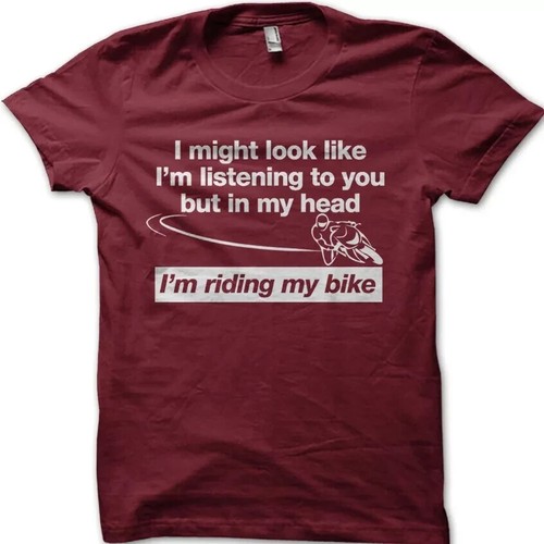 BIKER Motorcyclist In My Head I'm Riding My Bike Dad Birthday Funny t-shirt 9099 - Picture 7 of 11