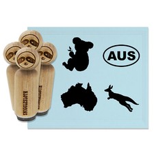 Australia AUS Country Koala Kangaroo Rubber Stamp Set Stamping Crafting Planners
