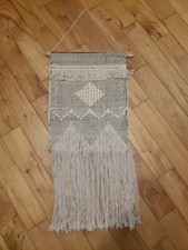 Macrame Wall Hanging Art Woven Boho Home D cor NeutralBeige/Black Earthy Tassels