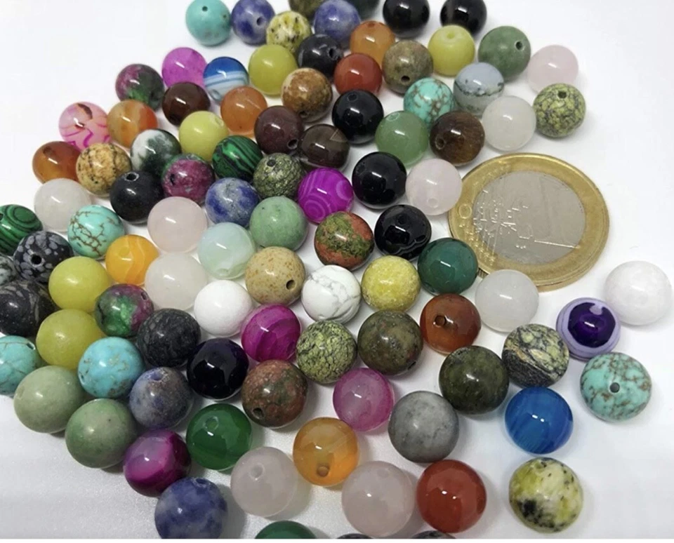 50pcs Gemstone Semi Precious 7mm to 8.5mm Loose Beads with Hole - Image 3 of 4