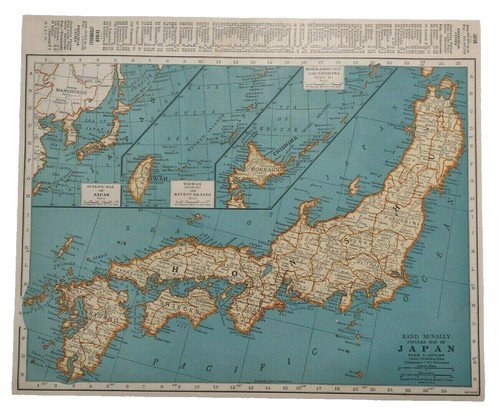 1958 LARGE MAP JAPAN TOKYO BAY HOKKAIDO SHIKOKU HIROSHIMAHONSHU
