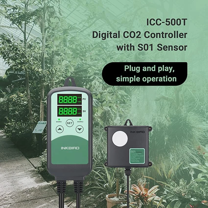 INKBIRD Digital CO2 Controller Regulator ICC500T NDIR Sensor Probe Greenhouse US - Image 3 of 4