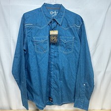 Wrangler Rock 47 Pearl Swirl Snap Shirt Mens XL Blue Green Rodeo Cowboy NWT New