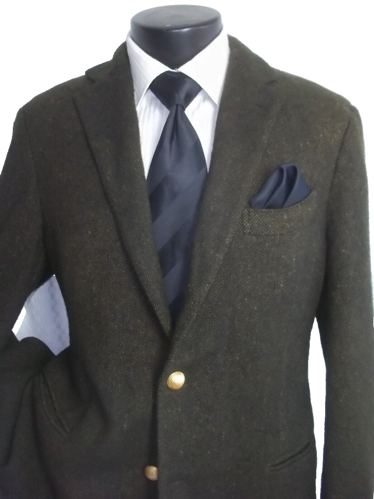 @Piombo Green Flake 2Button Side Vent Flannel Woo… - image 4