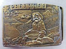 Vintage Denver Colorado Gold Panner Brass Belt Buckle