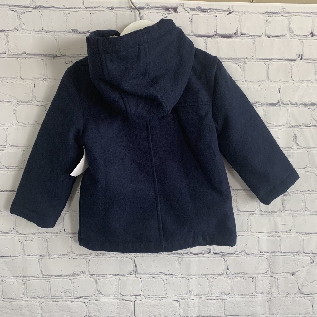 OshKosh B'gosh Boys Navy Blue Jacket SherpaLined Toggle Ivory Size18