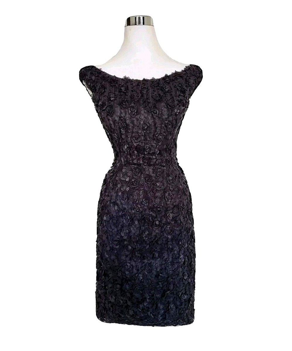 Worth Women Dress Black Mini Sheath Floral 3D Roses Size US 8 Medium NEW  0009 | eBay