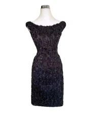 Worth Women Dress Black Mini Sheath Floral 3D Roses Size US 8 Medium NEW 0009