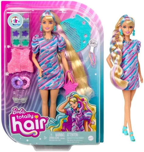 Barbie Totally Hair Star-themed Doll 8.5" Fantasy Hair Dress 15 Accessories NEW