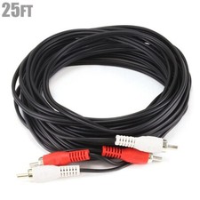 25FT Dual RCA Male to Male Stereo Audio Cable Cord DVD CD Player Amp Amplifier