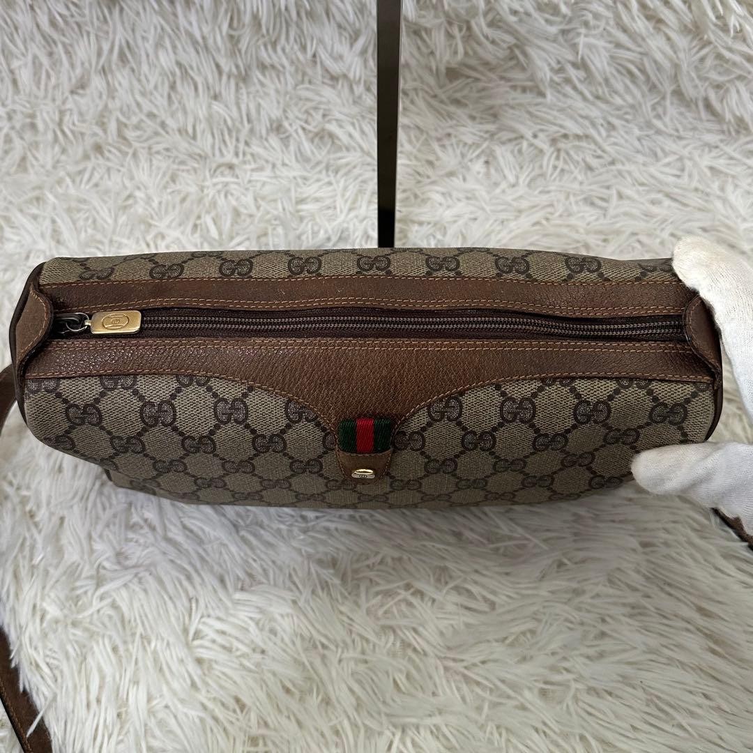 GUCCI Sherry Line GG Canvas Leather Shoulder Bag Brown Vintage Authentic thumbnail 12