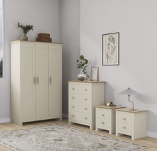 4 Piece Modern Bedroom Furniture Bedside Table Wardrobe Set Chest of Drawers