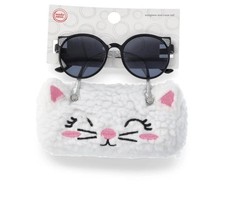 Girls kitty ears Sunglasses and Faux Shearling    Kitty Case Set