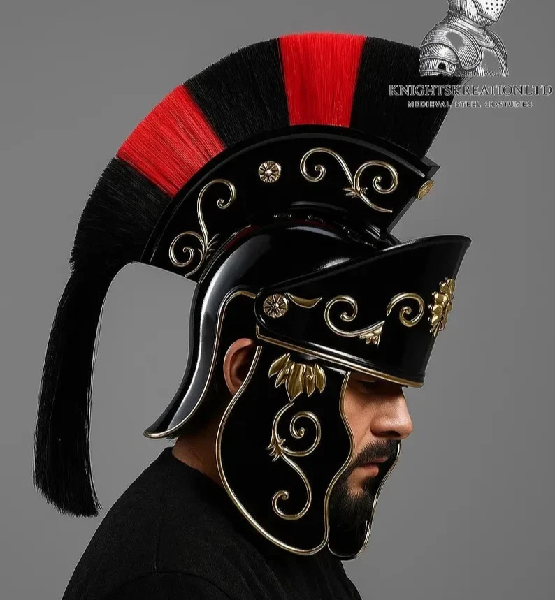 Casco de soldado imperial romano - Caballero medieval guerrero casco romano acero y sujetadores Foto 3 de 4
