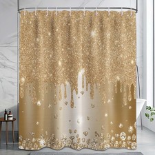 Gold Shower Curtain Sparkle Shimmer Bling 60"W x 72"L Pack of 1 , A-gold
