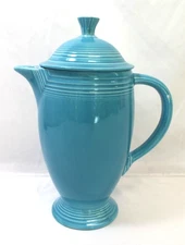 Vintage Fiesta Homer Laughlin Older HLC Coffeepot & Lid Turquoise Large Dry Foot