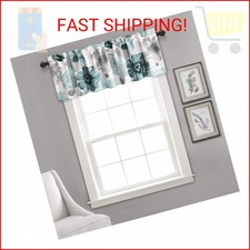 Lush Decor Leah Floral Light Filtering Valance, 52" W x 18" L, Blue - Valances f