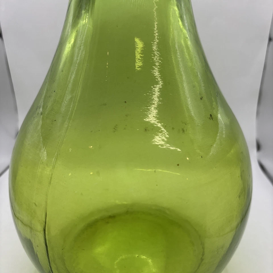 Jarrón vintage de vidrio reciclado verde San Miguel con cuello de cuerda - España Appx 8 X 12 Foto 4 de 4