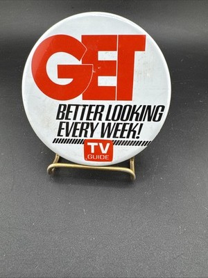 TV Guide Pin Vintage 80s Pinback Button Advertising Store Display Better Looking