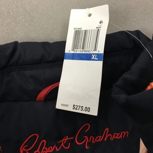 Robert Graham Men's Coat Jacket Size XL Blue Button Front Floral Lining NTW image 7