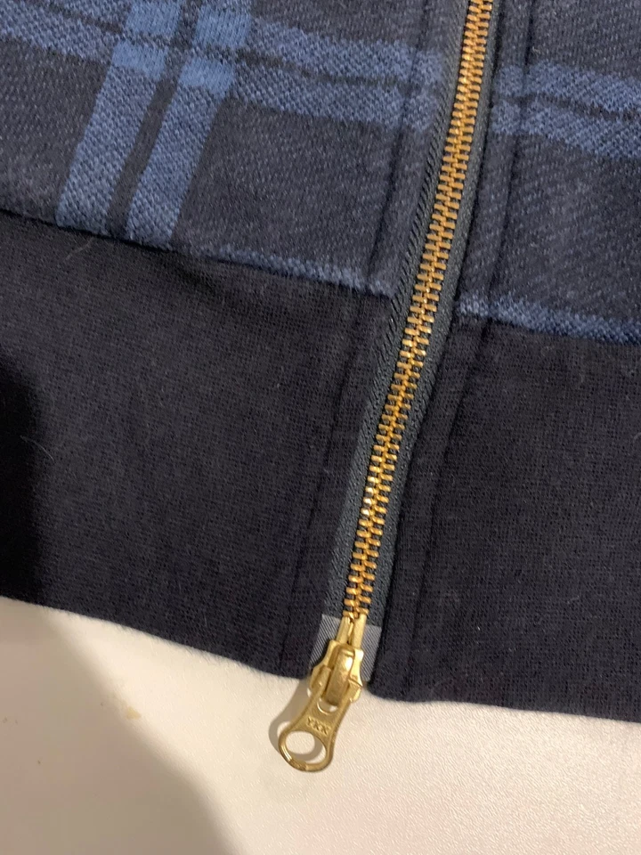 Moletom com capuz Diamond Supply 2XL azul marinho xadrez zíper completo skatista vintage streetwear retrô - Imagem 4 de 4