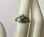 Vintage Southwestern Sterling Silver Malachite Inlay Sea Turtle Ring Size 5.5