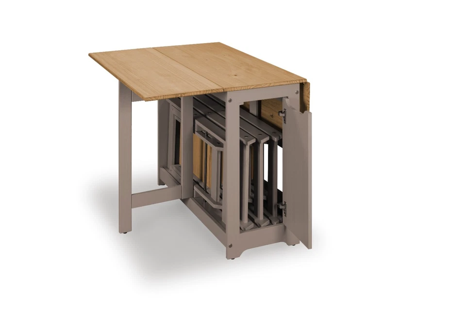 Corona Butterfly Drop Leaf Dining Table and 4 Chairs Grey Wax Santos - Image 4 of 4