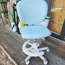 Blue Fabric Swivel Task Office Chair, Gas Lift, Wheels & Footrest, 55cm