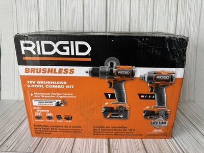 RIDGID 18V Brushless Hammer Drill and 3-Speed Impact Driver Kit R9208 