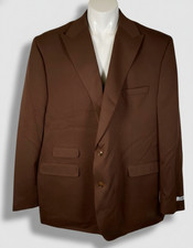 Tayion Collection Men's Brown Solid Classic-Fit Sport Coat Suit Jacket Size 46L