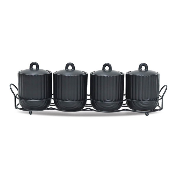 Set Mit 4 GewüRzbehäLtern Mit StäNder Line Work Maestro MR-20006-04CS-image