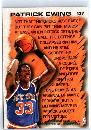 1996-97 Fleer #137 Patrick Ewing Hardwood Leader - Picture 2 of 2