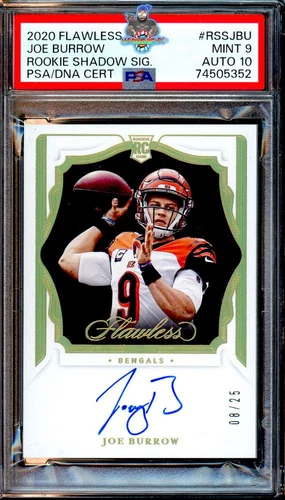 2020 Joe Burrow PSA 8 9 Flawless Rookie Shadow Auto #RSSJBU /25