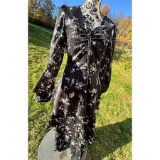 Black Shimmery Floral Maxi Dress -RACHEL ROY Ruffle Tiered  SMALL (95)