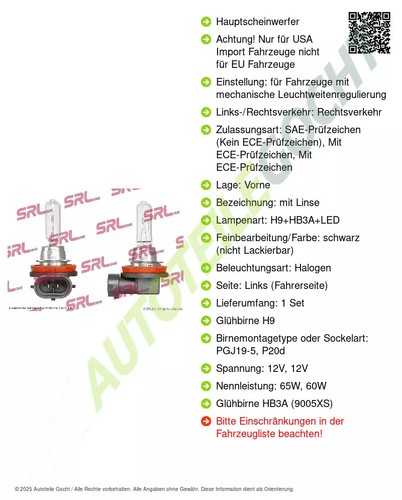 Hauptscheinwerfer H9/Hb3A/Led - Bild 3 von 6