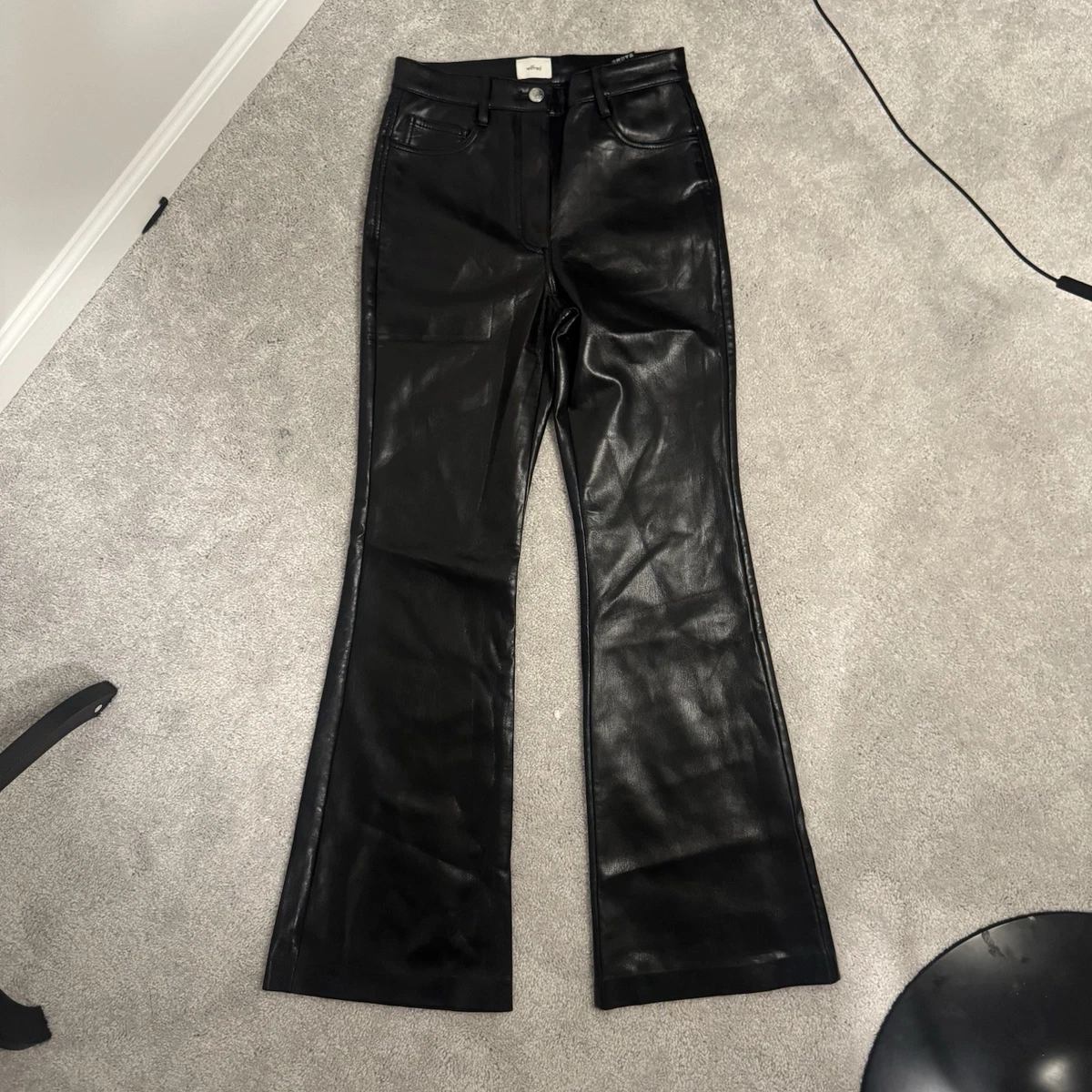 Flared Faux Leather Black Pants for Women for sale | eBay