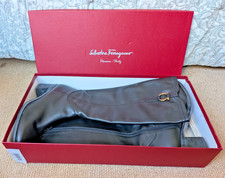 AUTHENTIC NEW SALVATORE FERRAGAMO FERSEA BLACK RIDING BOOTS US 11 B SIDE ZIPPER