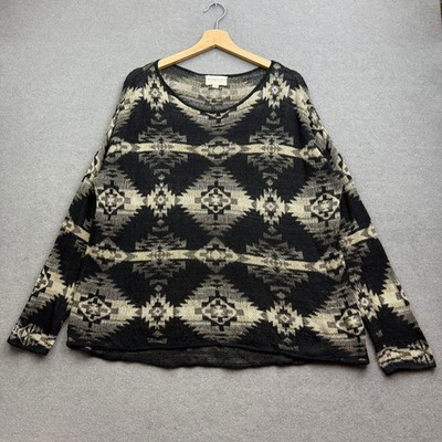 RALPH LAUREN Pullover Large Southwestern Chief Aztec Navajo Ranch AOP festlich