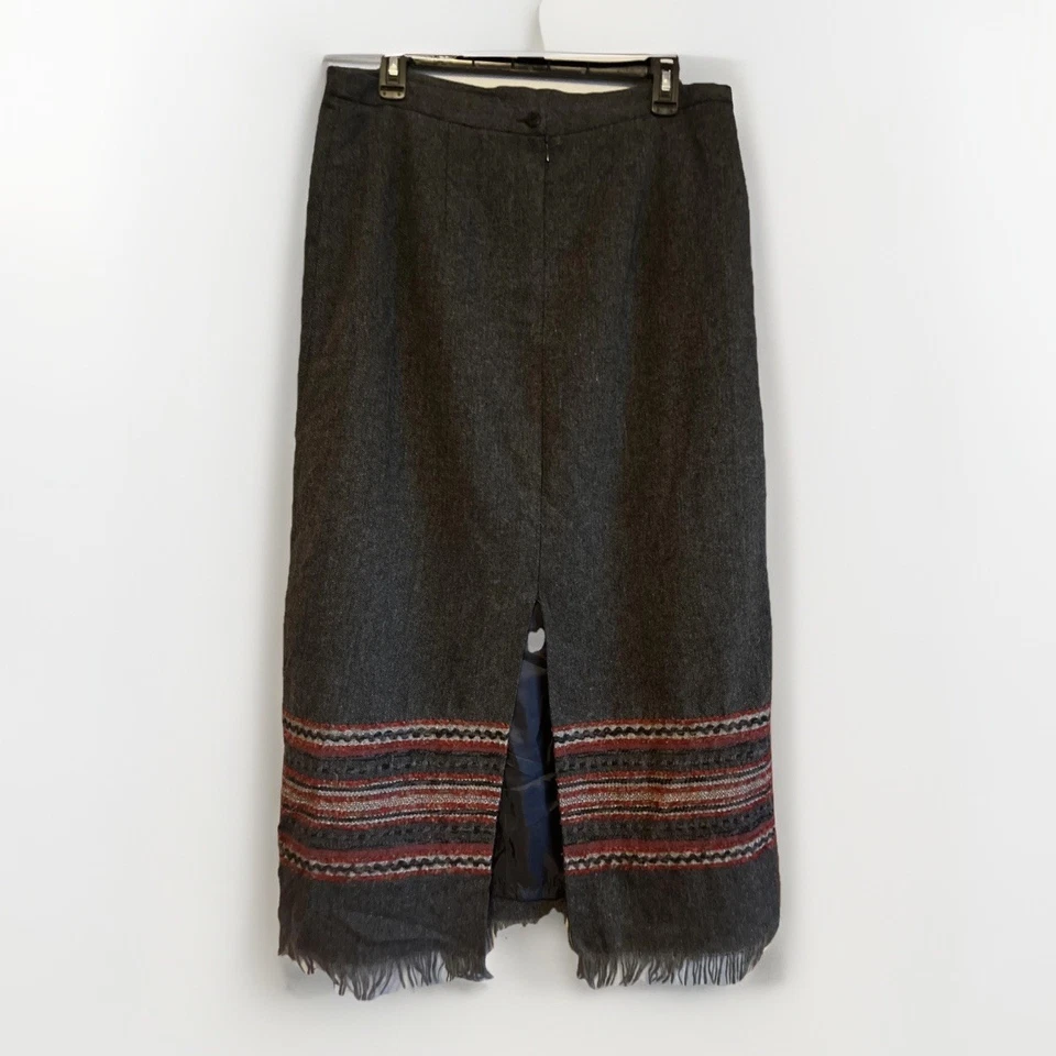 Sag Harbor 裙子女式 14 灰色粗花呢条纹下摆内衬后通风条纹 Midi — 第 3/4 张图片