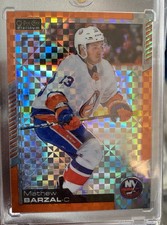 2020-21 O-Pee-Chee Platinum Mathew Barzal Orange Checkers Islanders 13/25 Jer#13