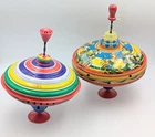 Pair Of Vintage Tin Spinning Tops- Ohio Art & LBZ- West Germany